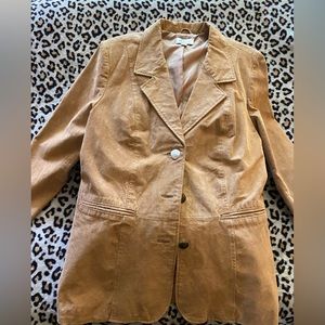 Denim&Co Genuine Leather Tan Jacket - image 1